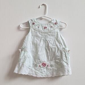 Vtg Laura Ashley Dress Baby Girls Sz 3m Mint Rose Cottagecore